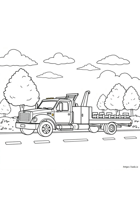 Flatbed Tow Truck Coloring Pages