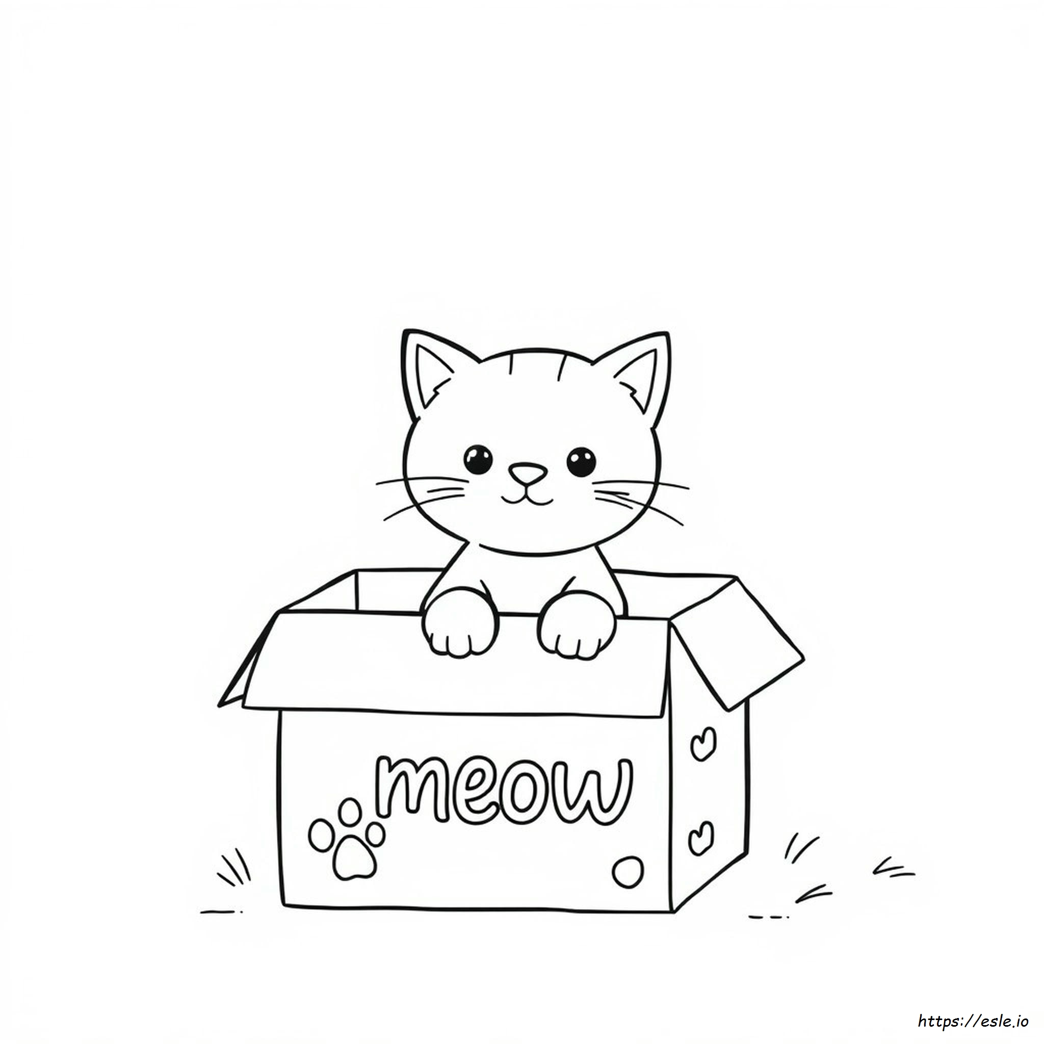 Cat In A Box Coloring Page