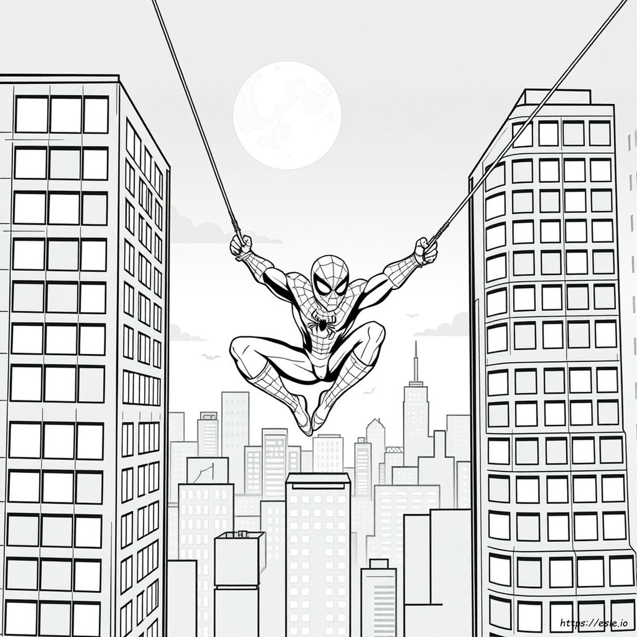 Spiderman Shooting Web Coloring Page