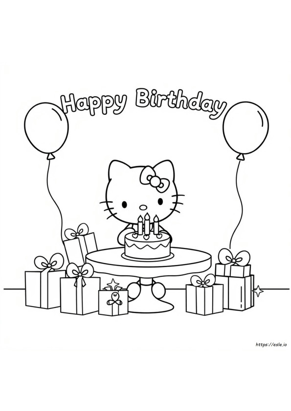 Hello Kitty Happy Birthday Coloring