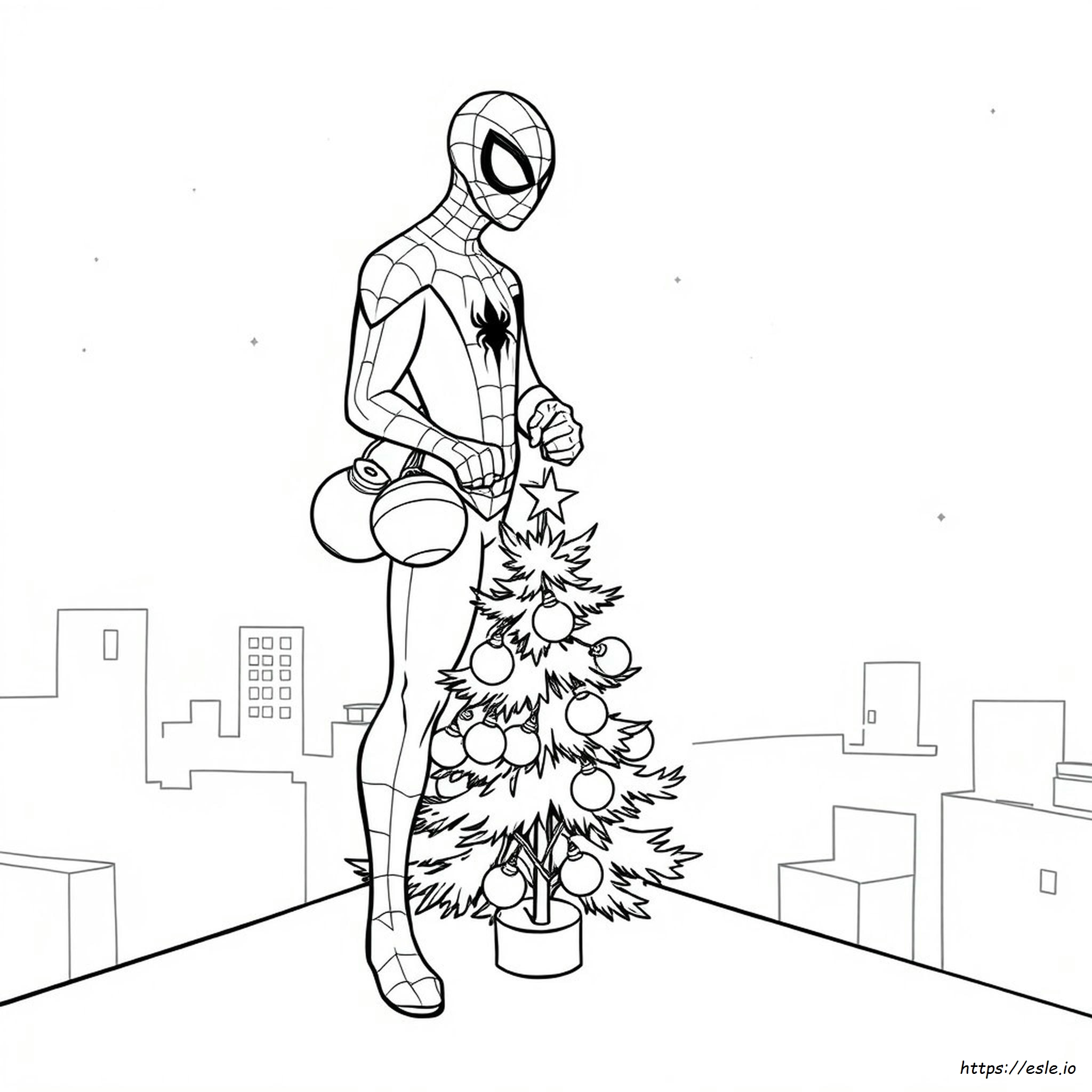 Spiderman Navideño Para Colorear