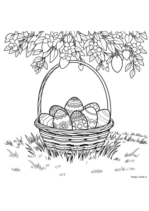 Cesto Di Uova Di Pasqua Da Colorare