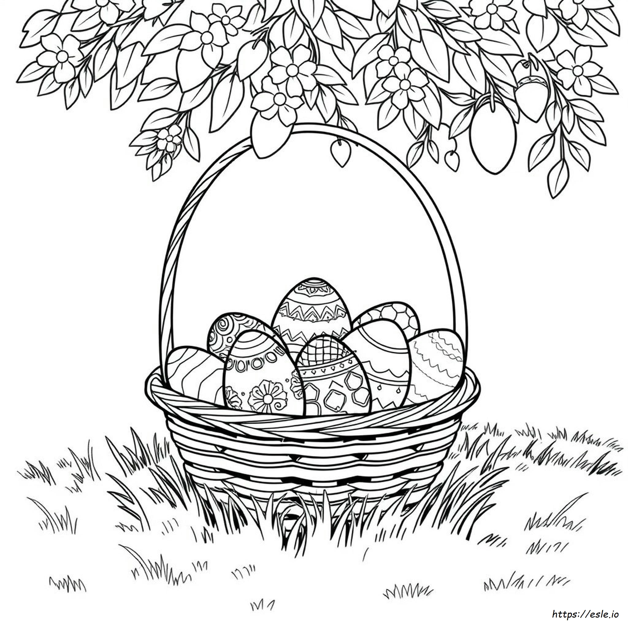 Basket Of Easter Eggs Coloring Page