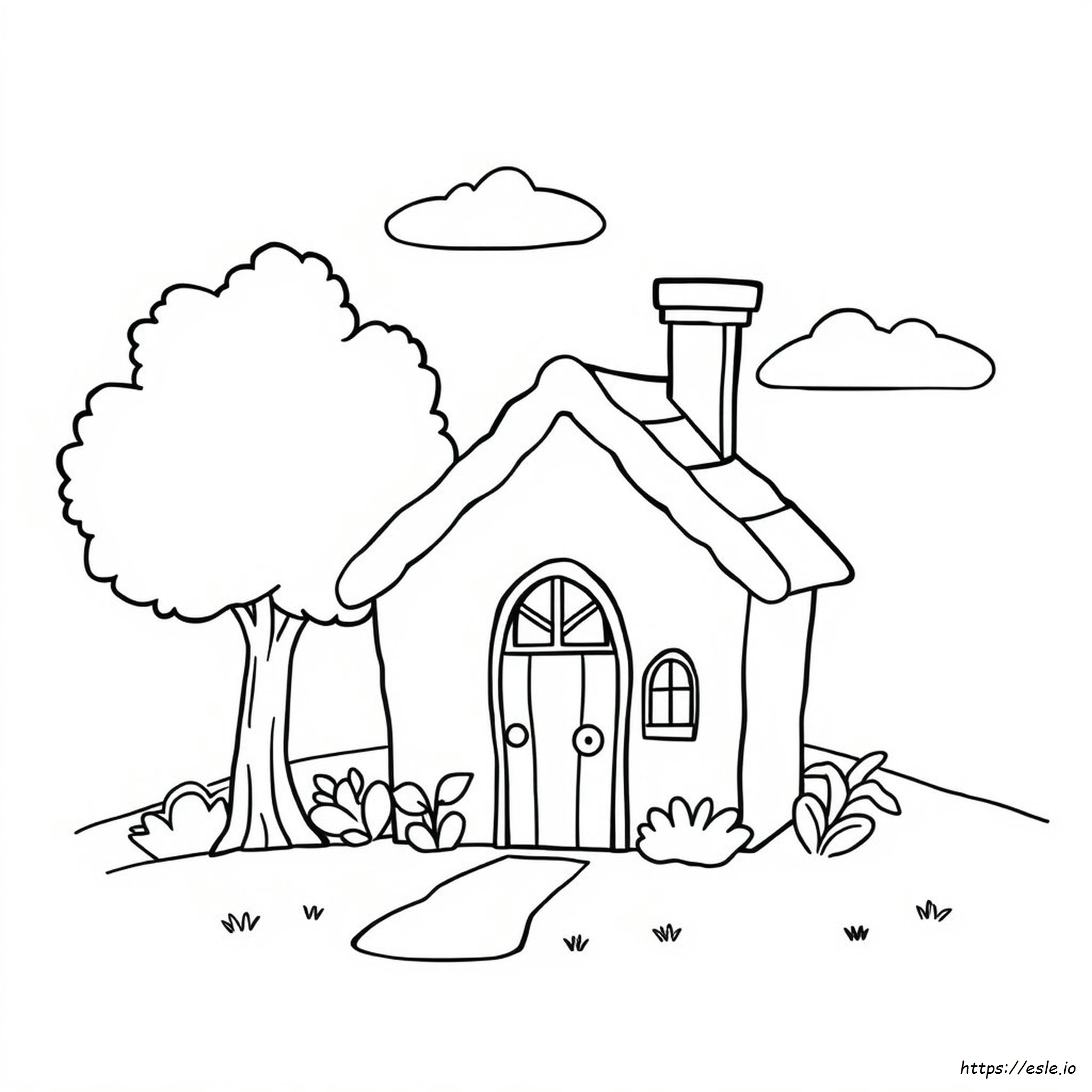 Small House Coloring Page - Free Printable