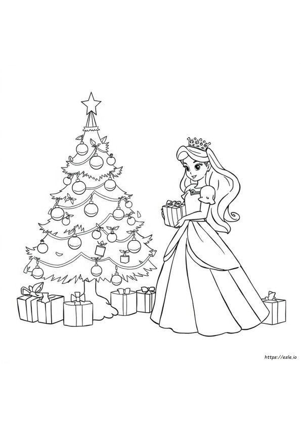 Christmas Princess Coloring Sheet