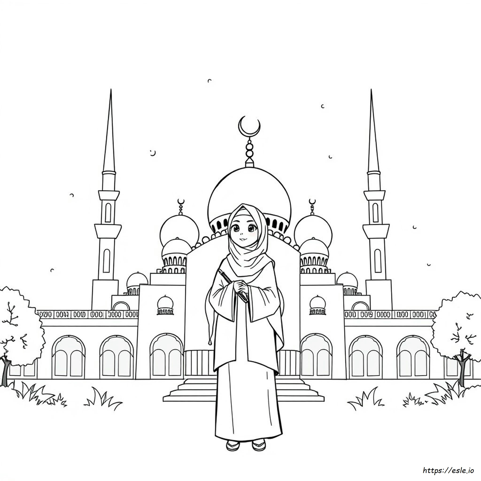 Gambar Mewarnai Muslimah Anime