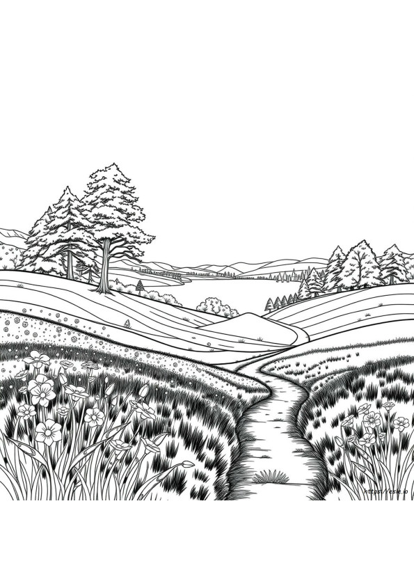 Detailed Landscape Coloring Pages For Adults