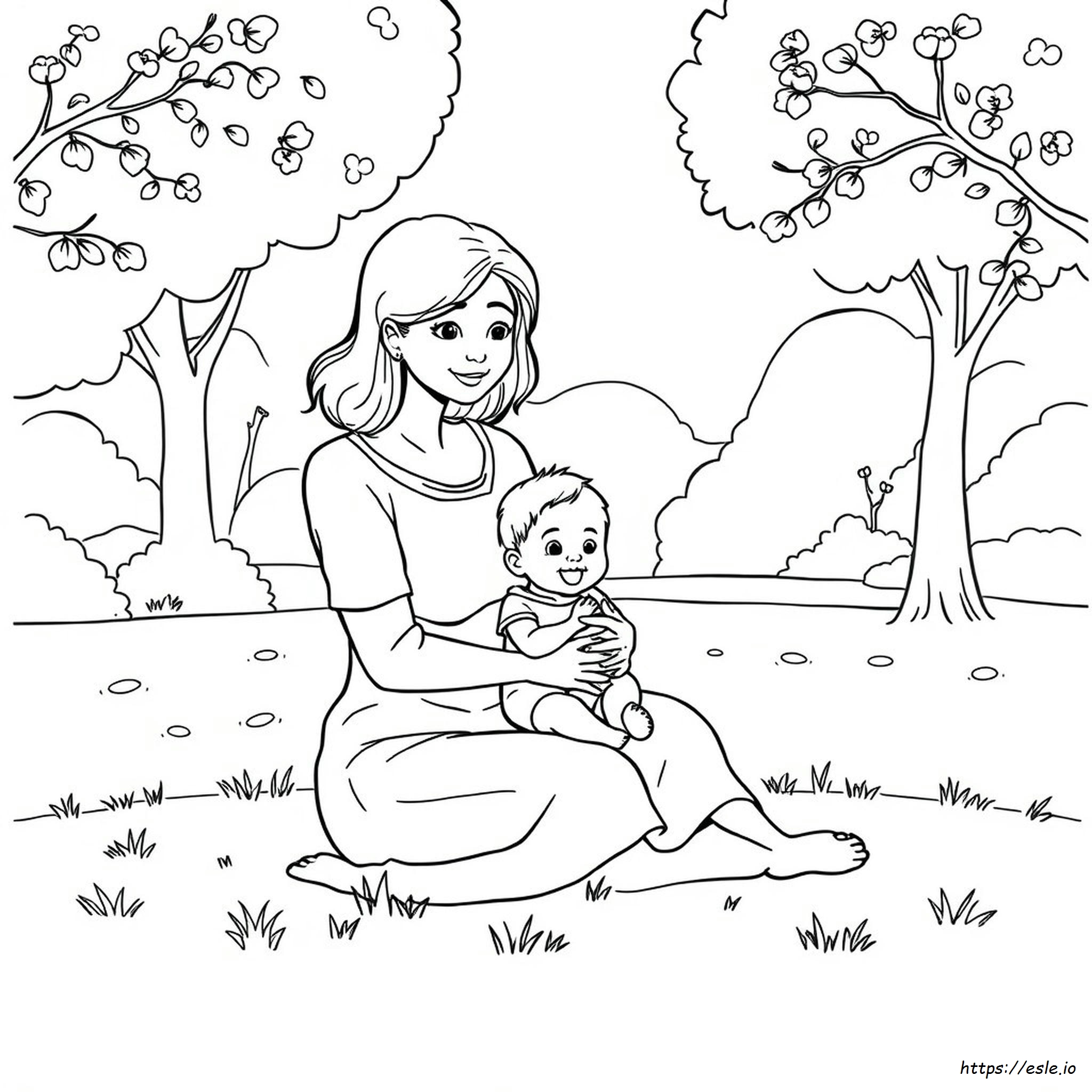 Mom And Baby Coloring Page