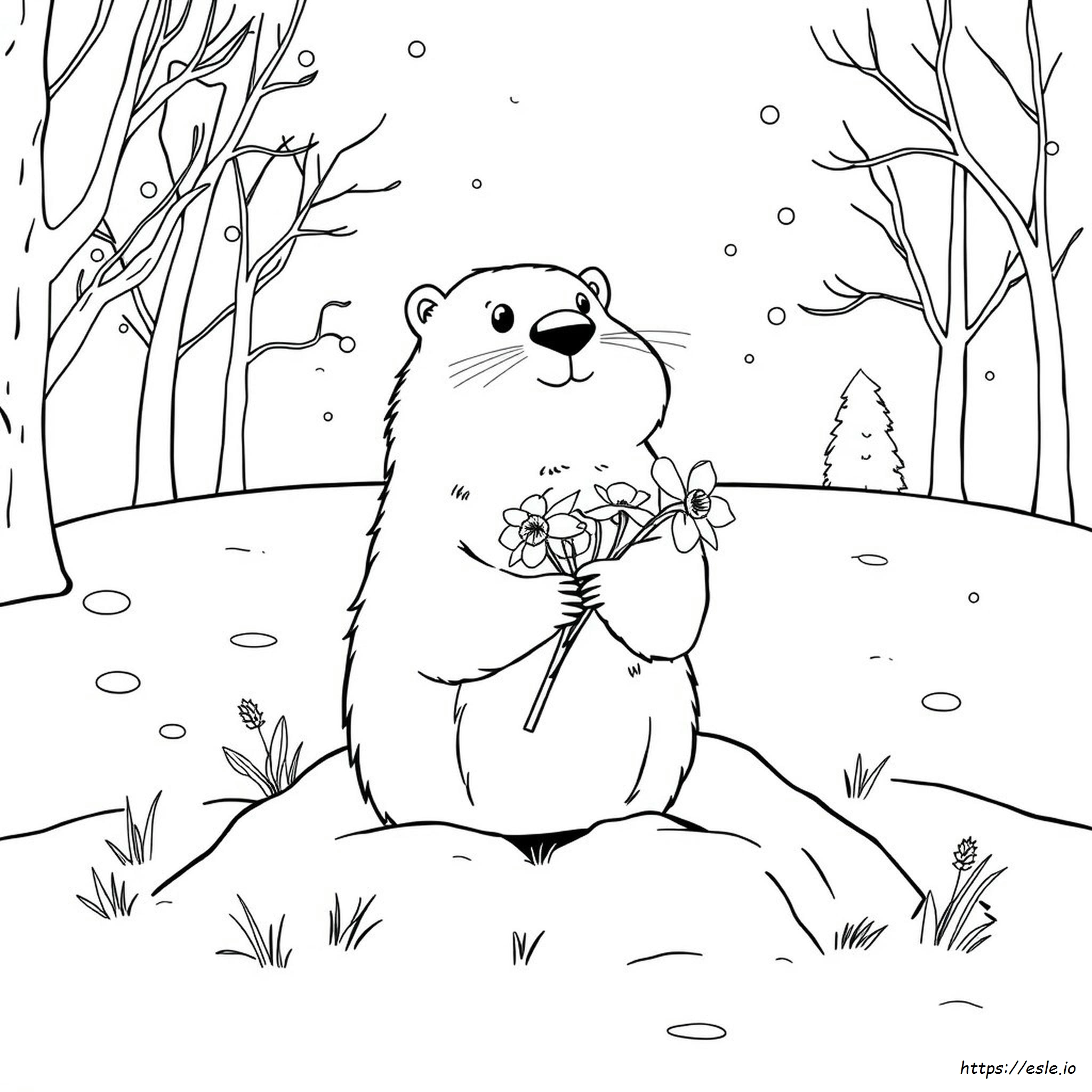 Groundhog Day 2022 Coloring Page