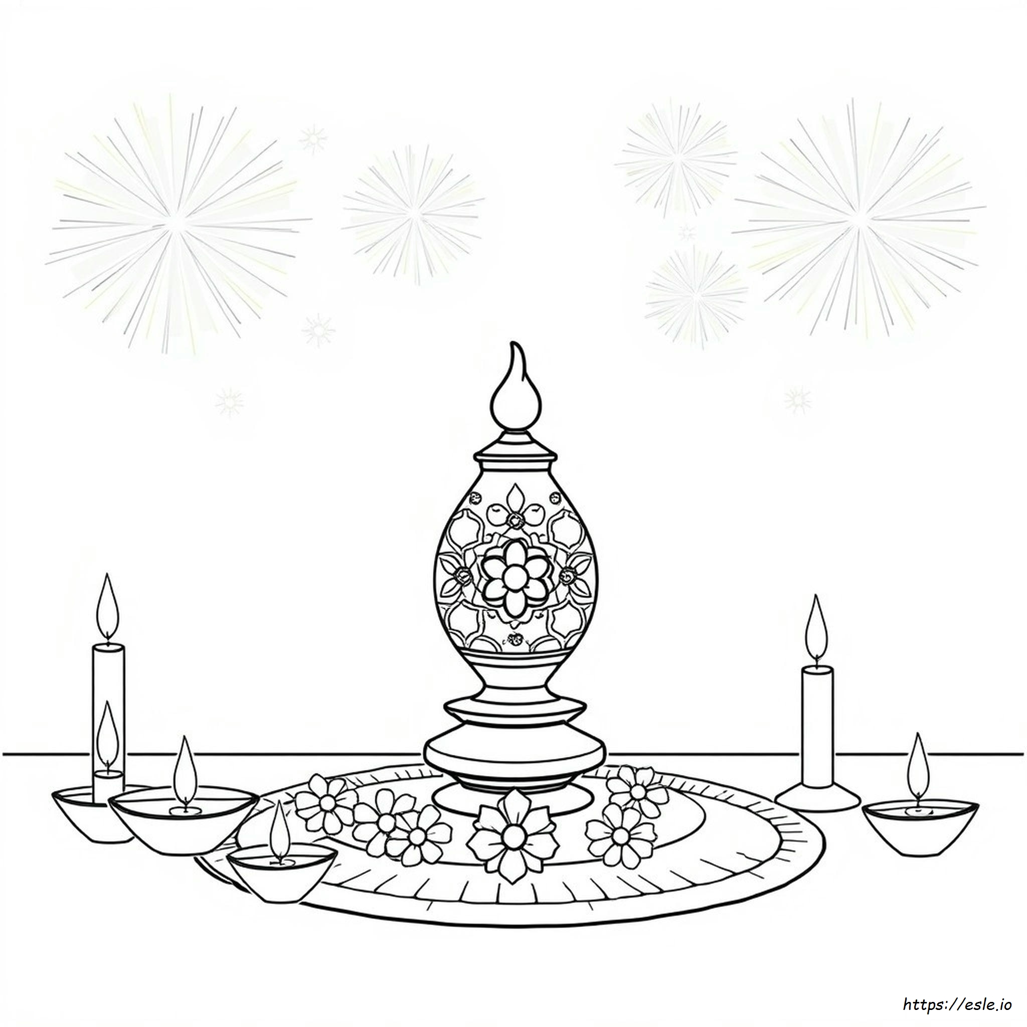 Fröhliches Diwali Ausmalbild Zum Ausdrucken