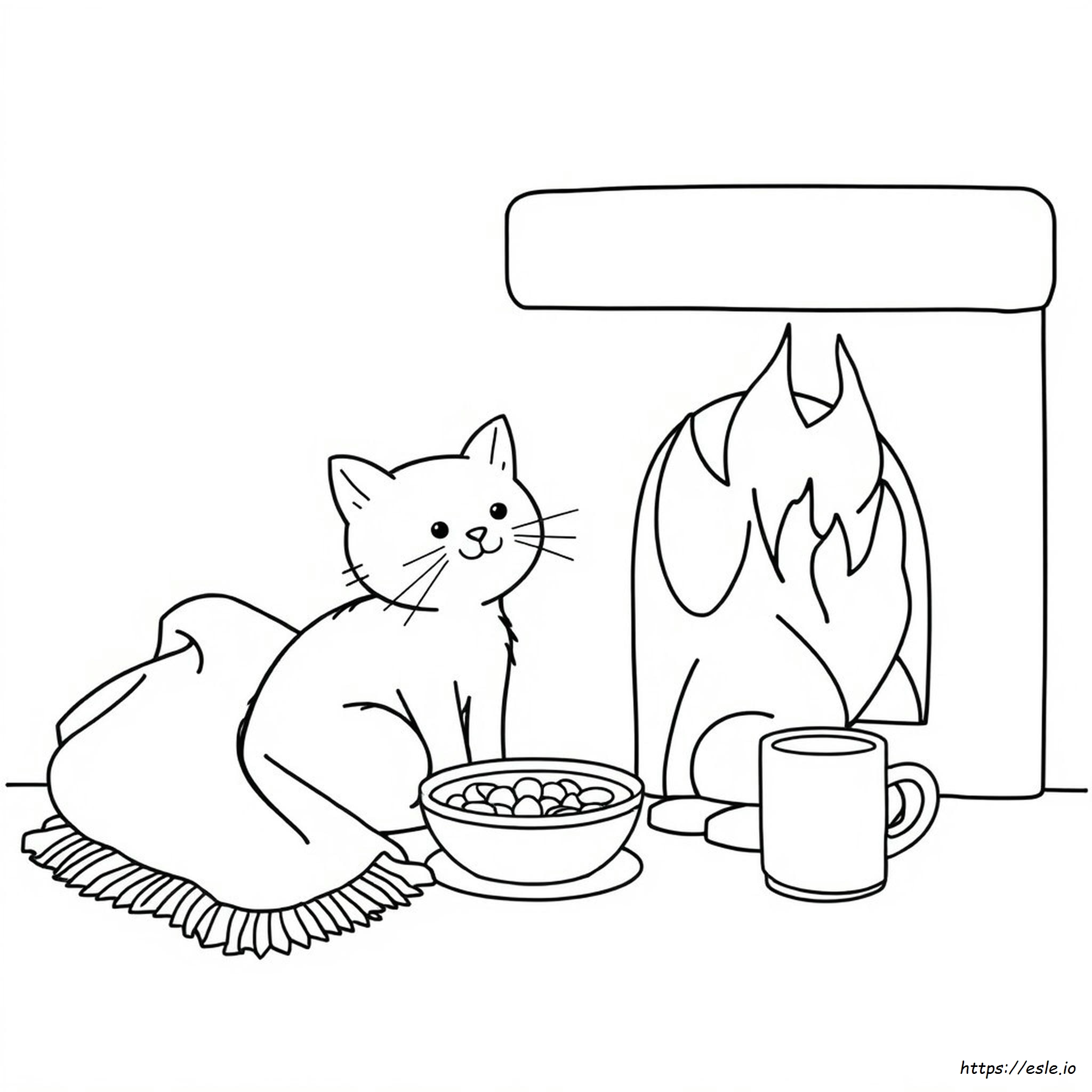 Cozy Cat Coloring Page