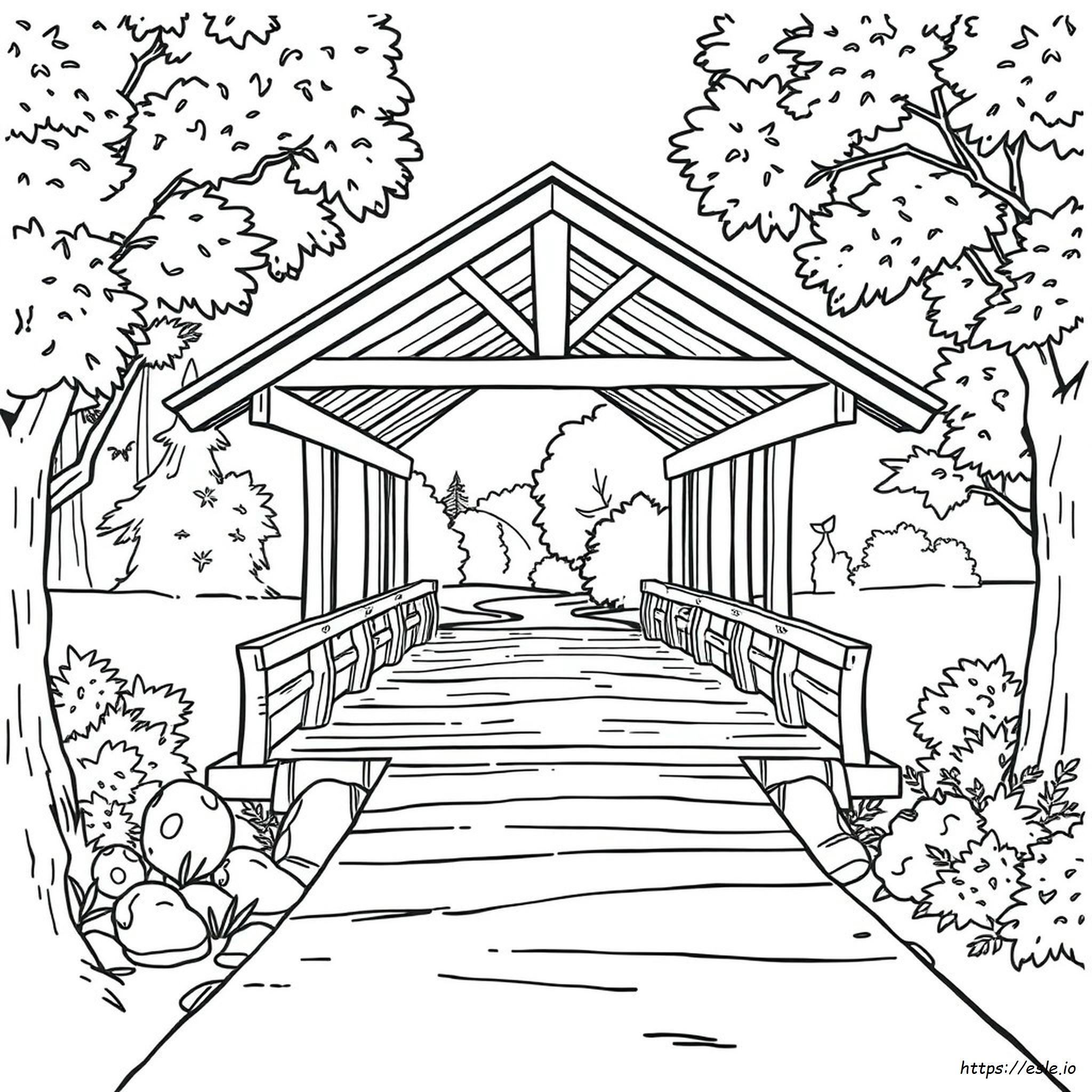 Covered Bridge Coloring Page