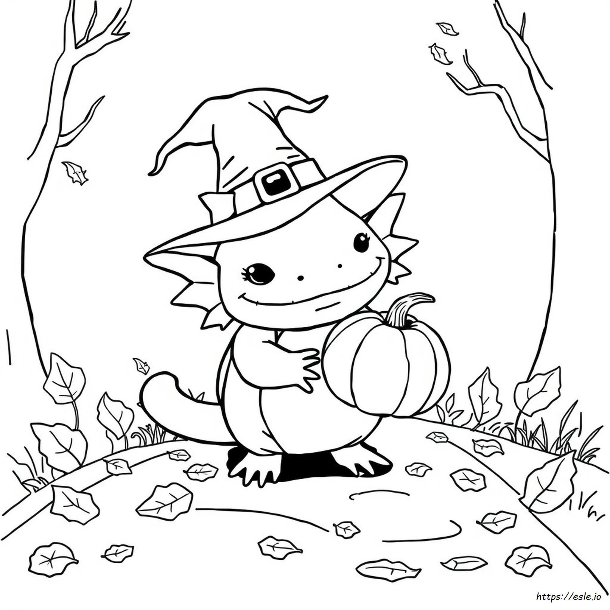 Gambar Mewarnai Halloween Aksolotl - Gratis Untuk Dicetak