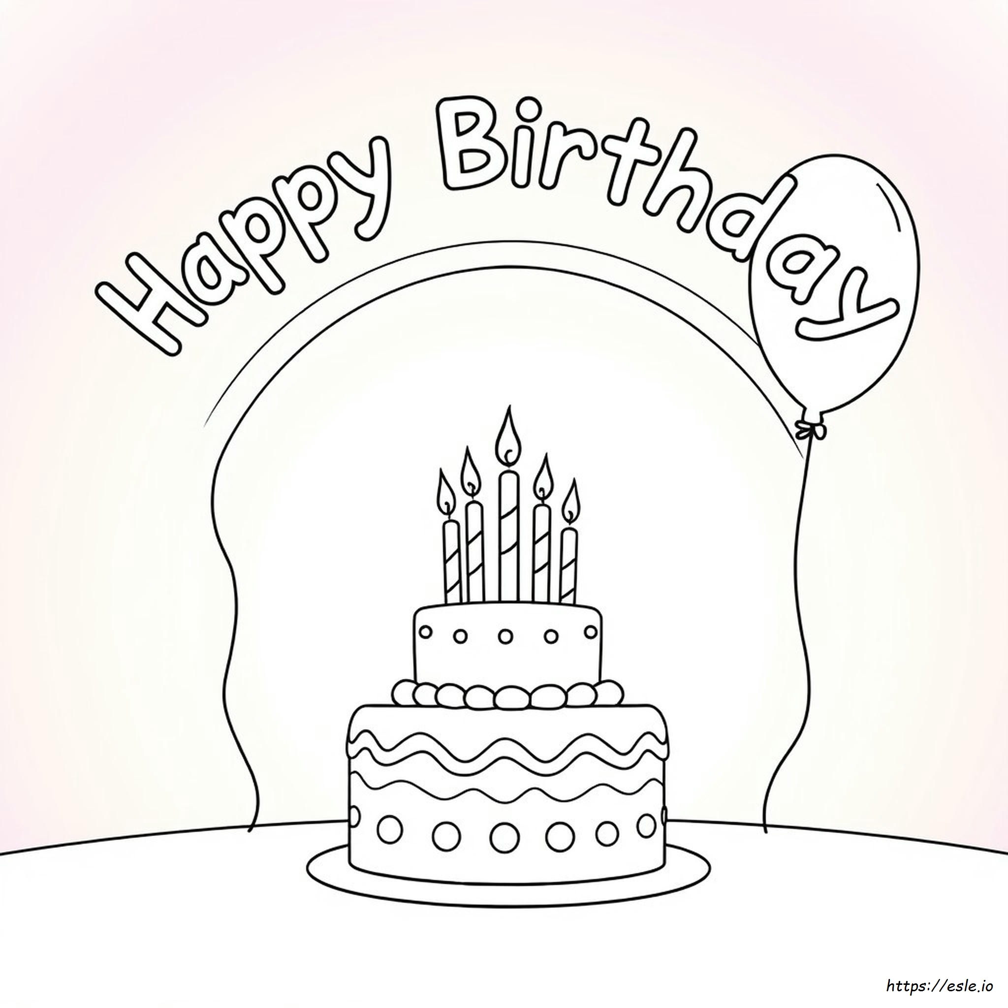 Happy Birthday Rainbow Coloring Page
