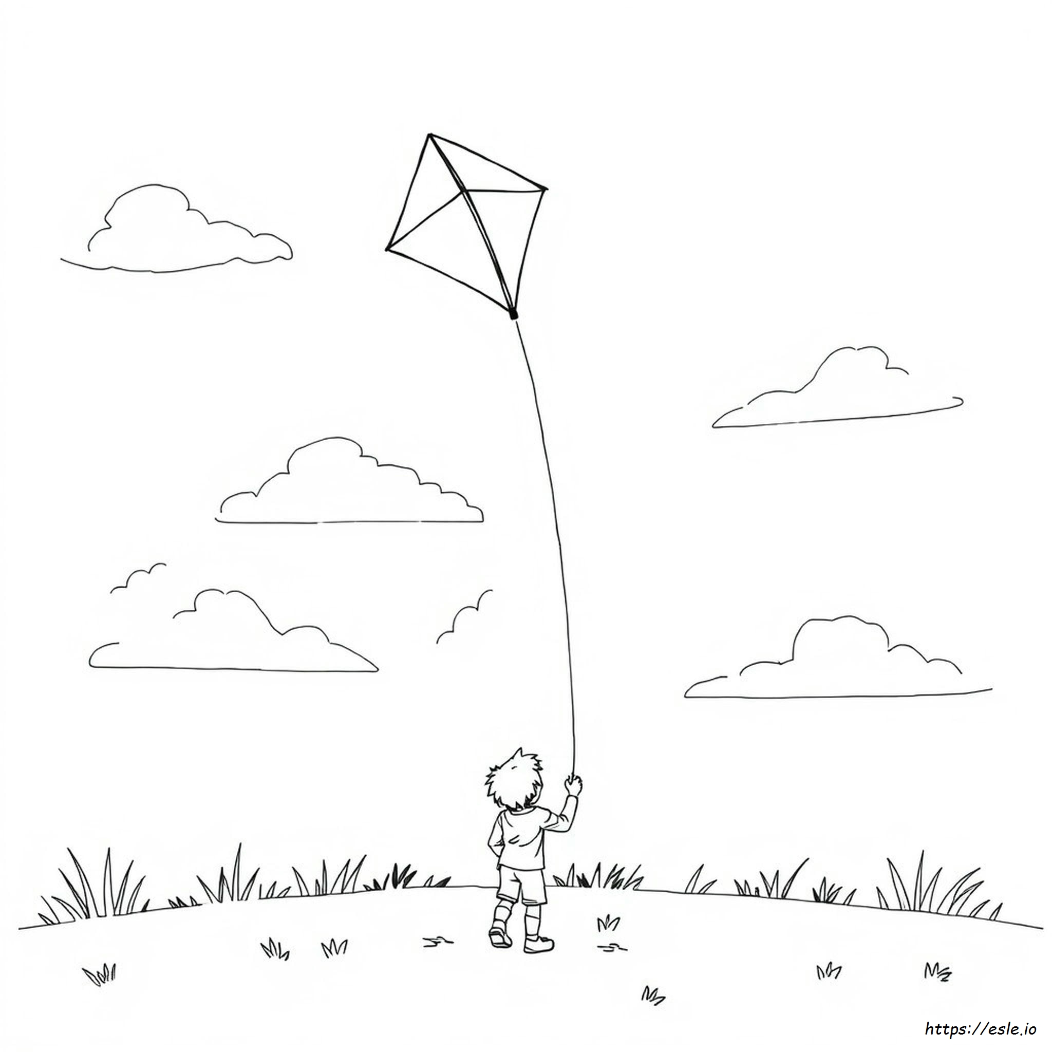 Kite Drawing And Colouring - Free Printable Coloring Page