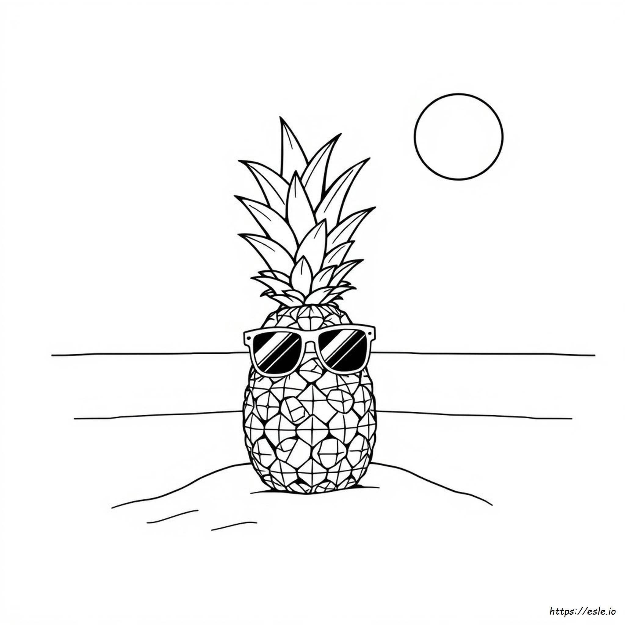 Pineapple With Sunglasses Coloring Page