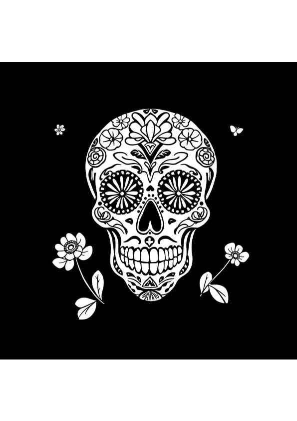 Sugar Skull Black And White Coloring Pages