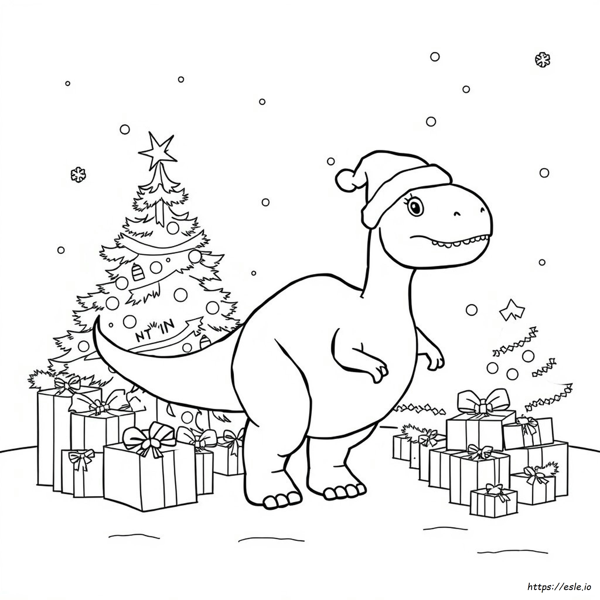 Dinosaurus Natal Gambar Mewarnai Gratis