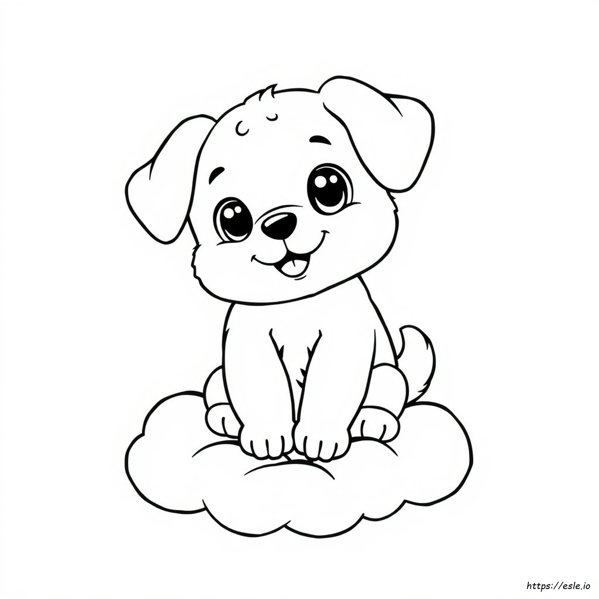 Cute Kawaii Puppy Coloring Page - Free Printable