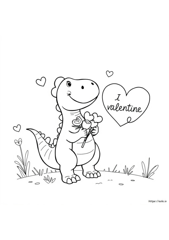 Dino Valentines Day Coloring Pages
