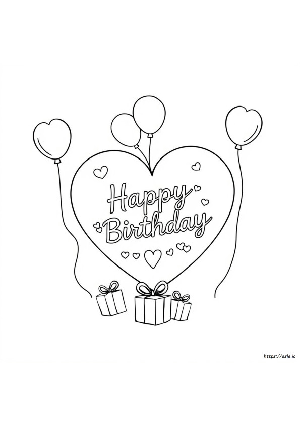 Happy Birthday Heart Coloring Page