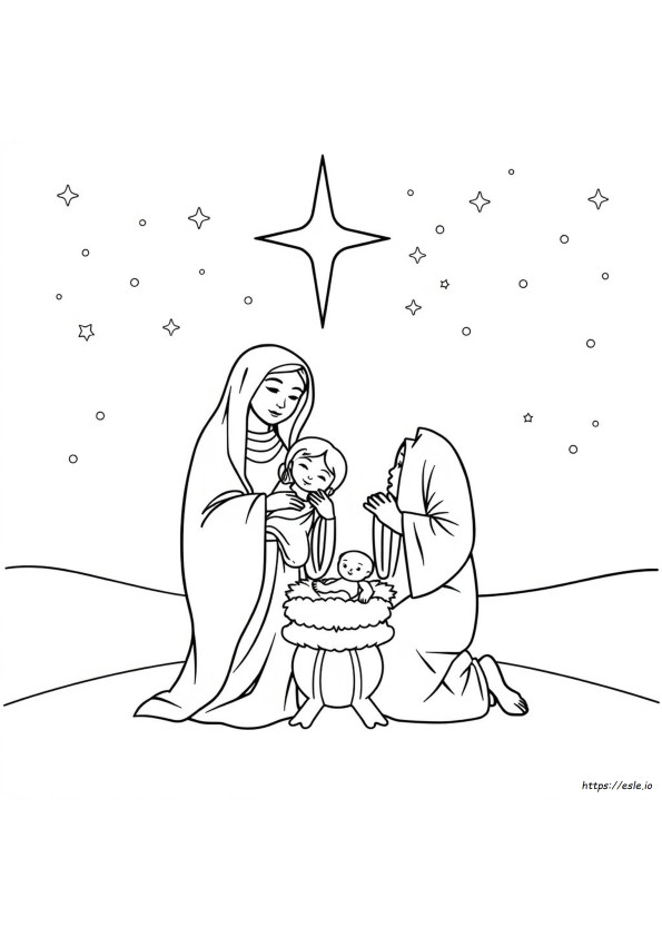 Coloring Easy Holy Family Drawing