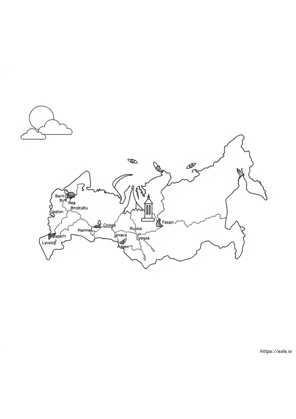 Map Of Russia Coloring Page