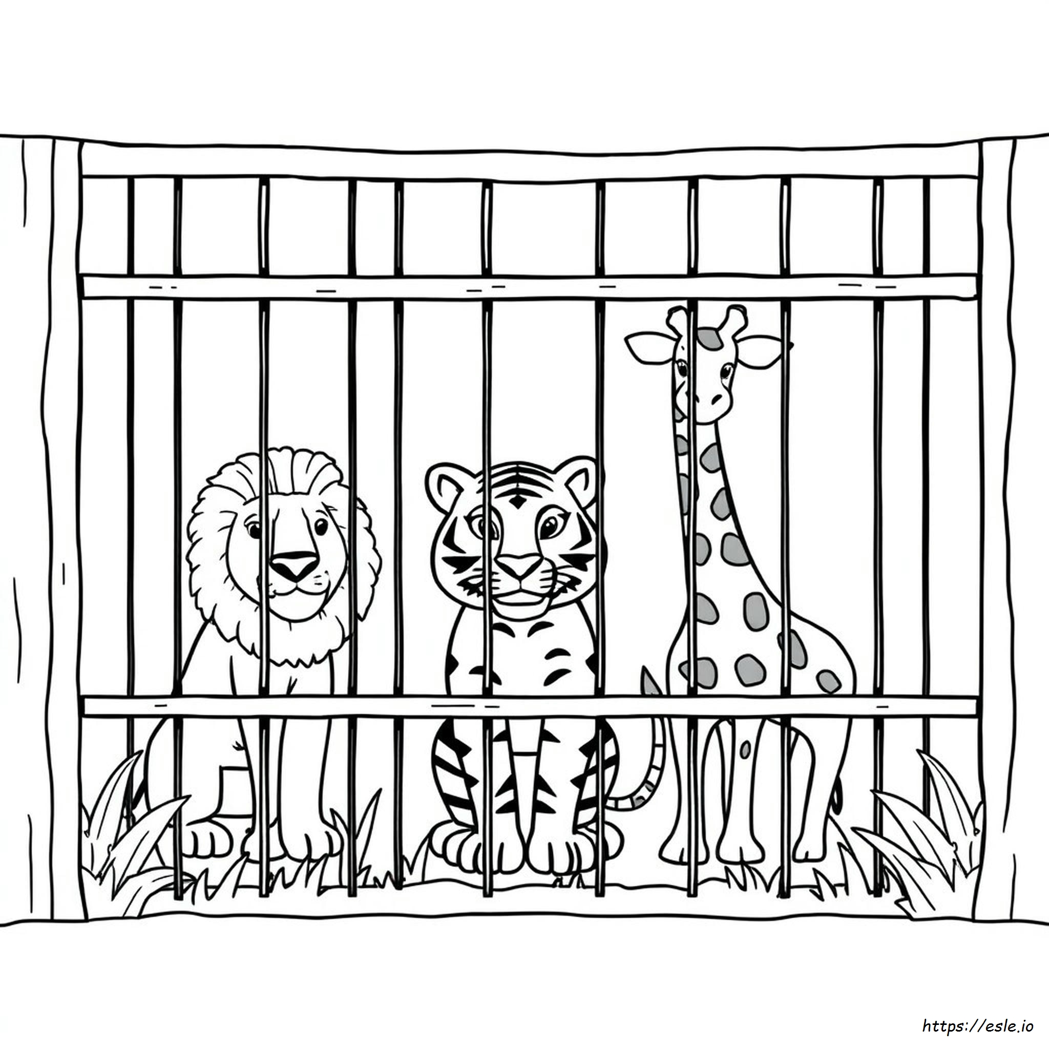 Zoo Cage Coloring Page