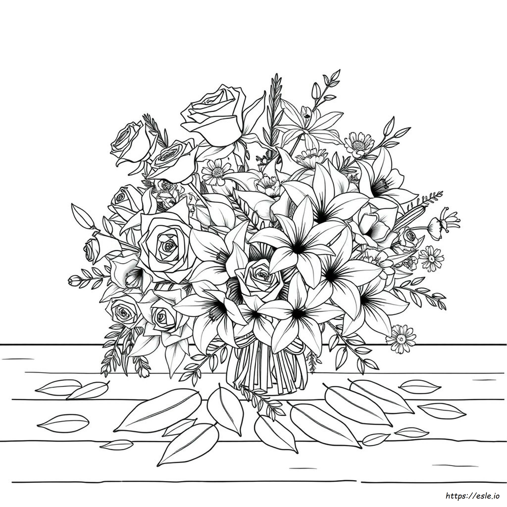 Realistic Flower Bouquet Coloring Page