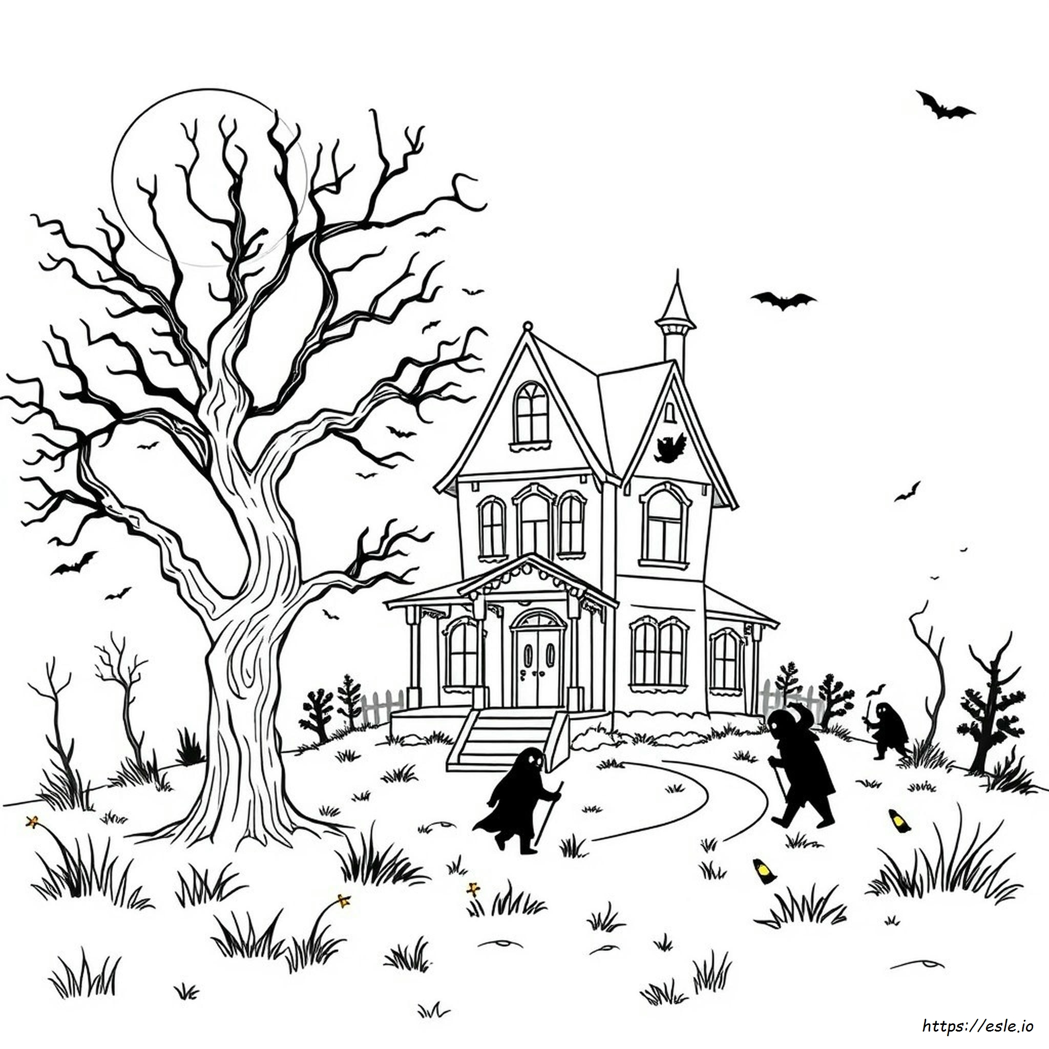 Gambar Mewarnai Rumah Hantu - Gratis Untuk Dicetak