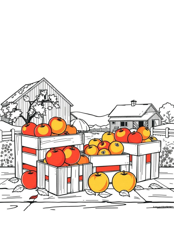 Bushel Of Apples Coloring Page