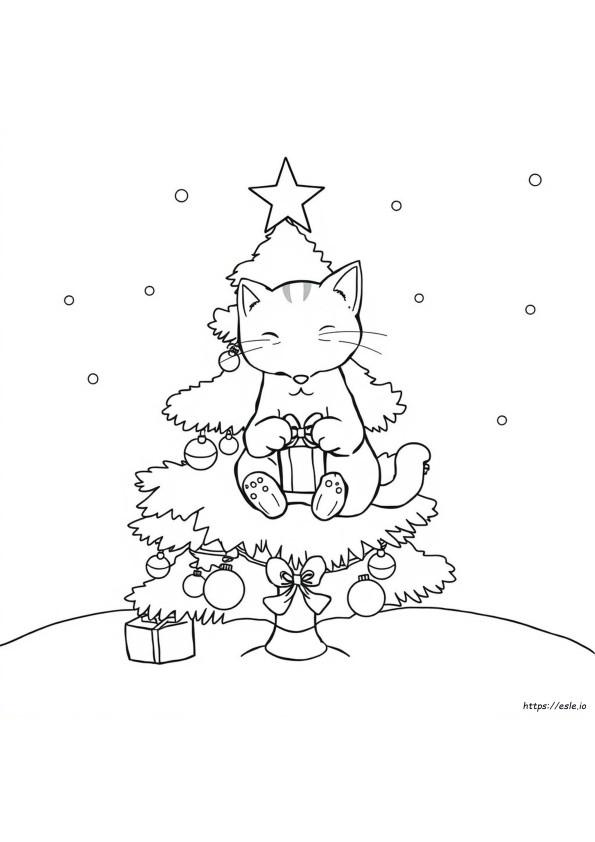 Niedliche Weihnachtskatze Ausmalbilder