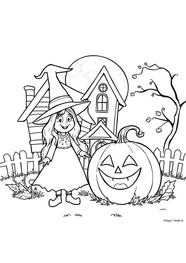 Bruja Y Calabaza Para Colorear