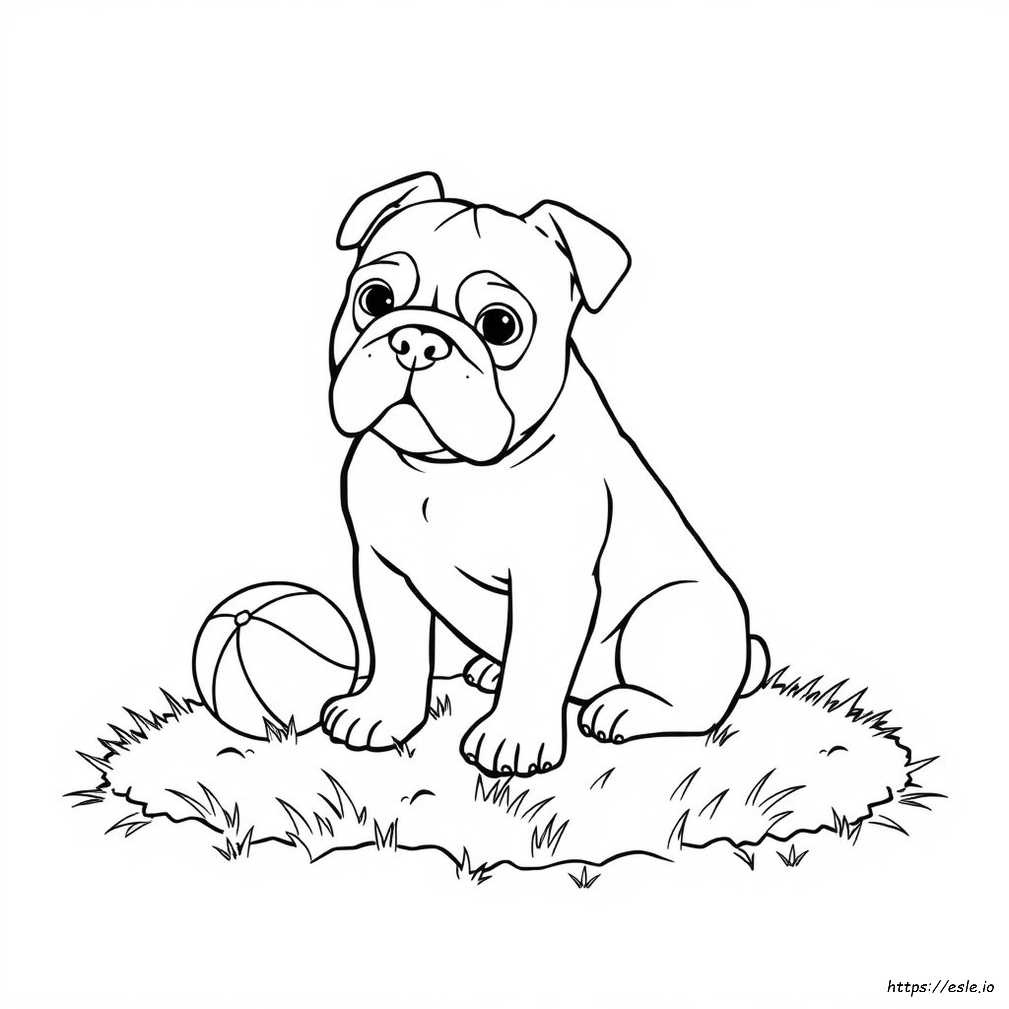 Cute English Bulldog Coloring Page - Free Printable