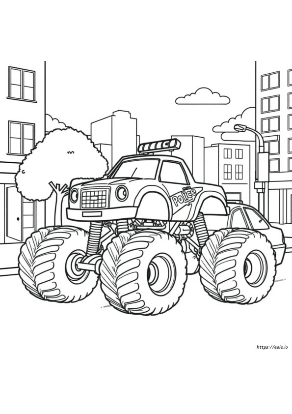 Drawing Police Monster Truck Coloring Pages