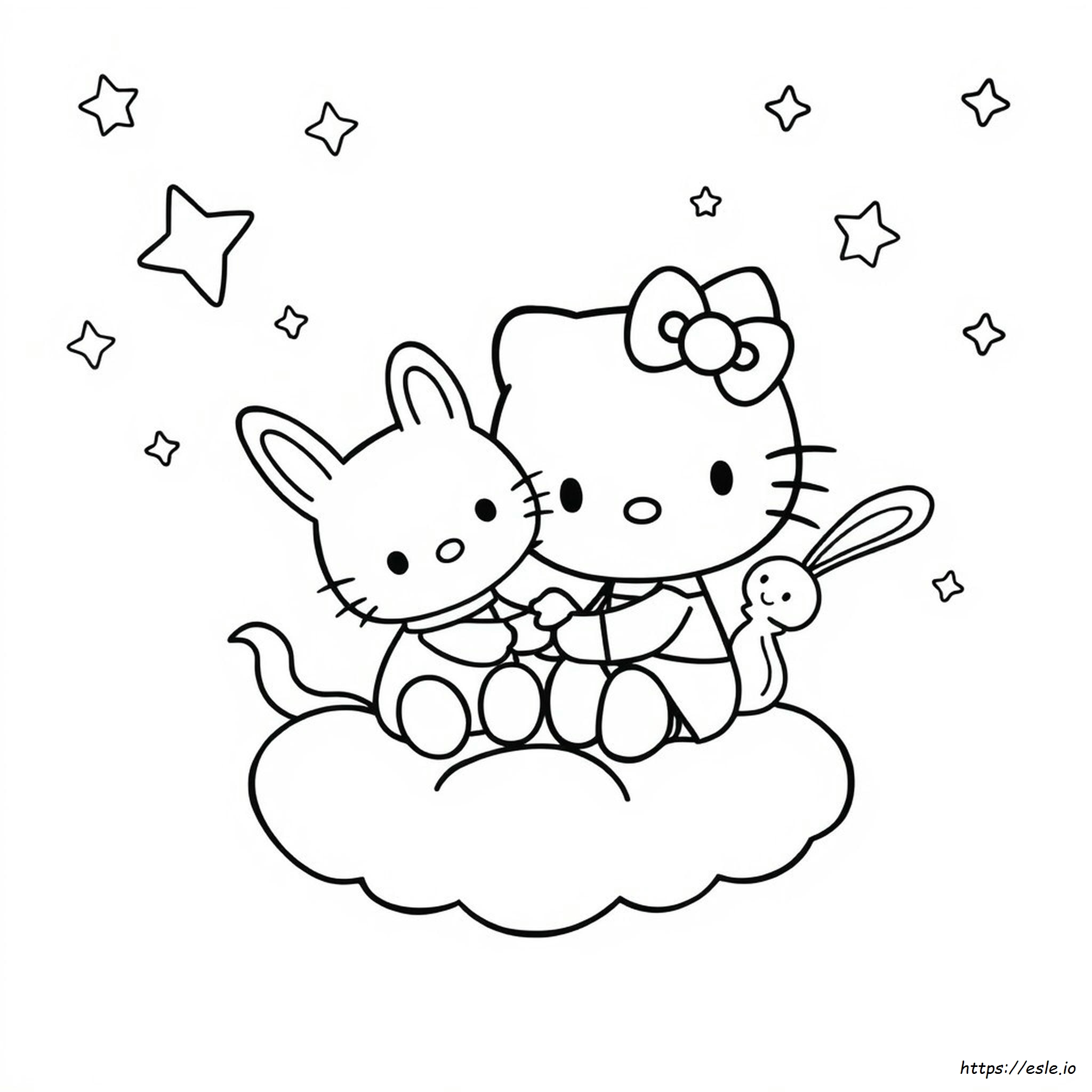 Gambar Mewarnai Hello Kitty Friends - Gratis untuk Dicetak