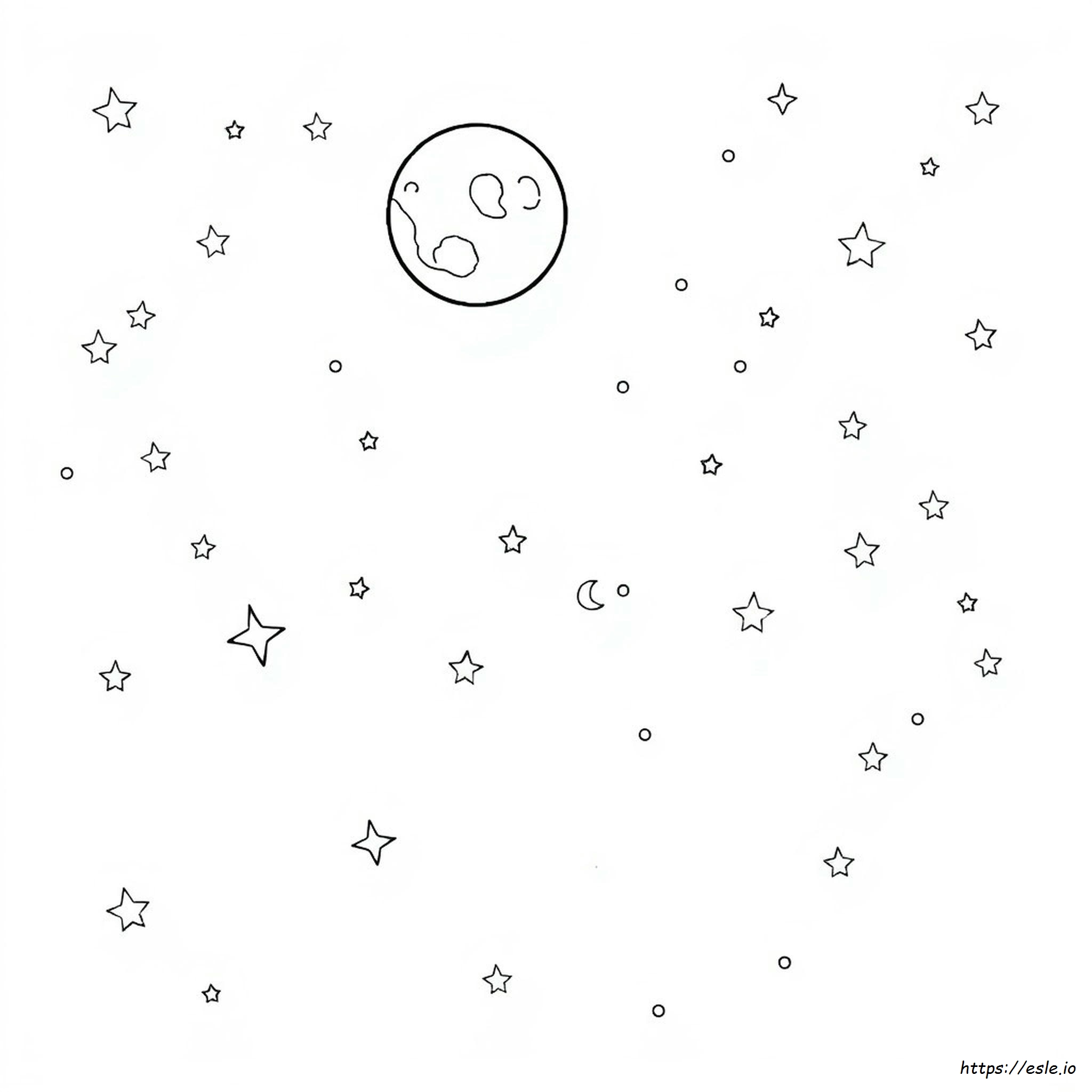 Notte Cielo Luna E Stelle Da Colorare
