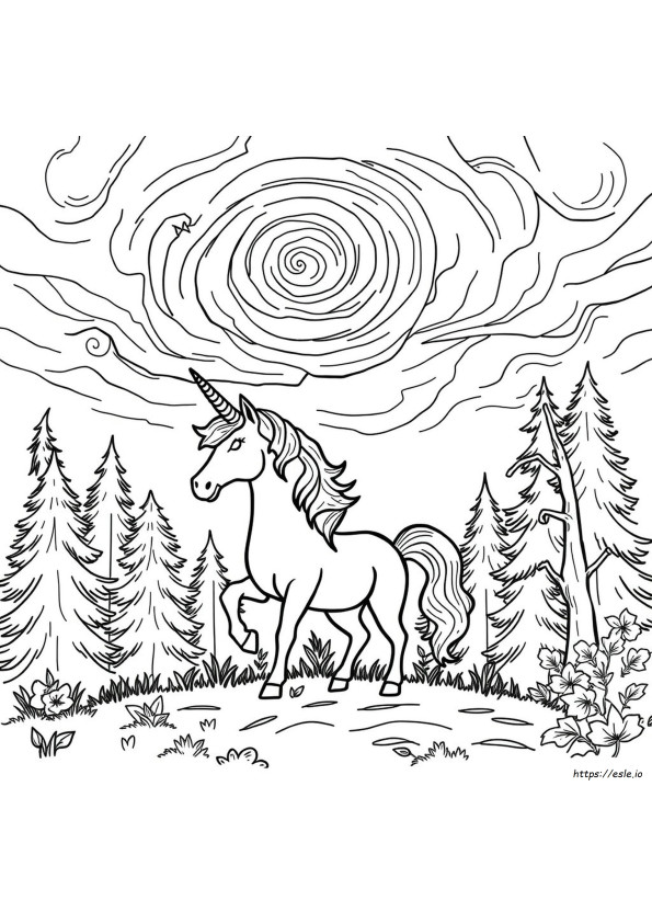 Unicornio Espeluznante Páginos Para Colorear