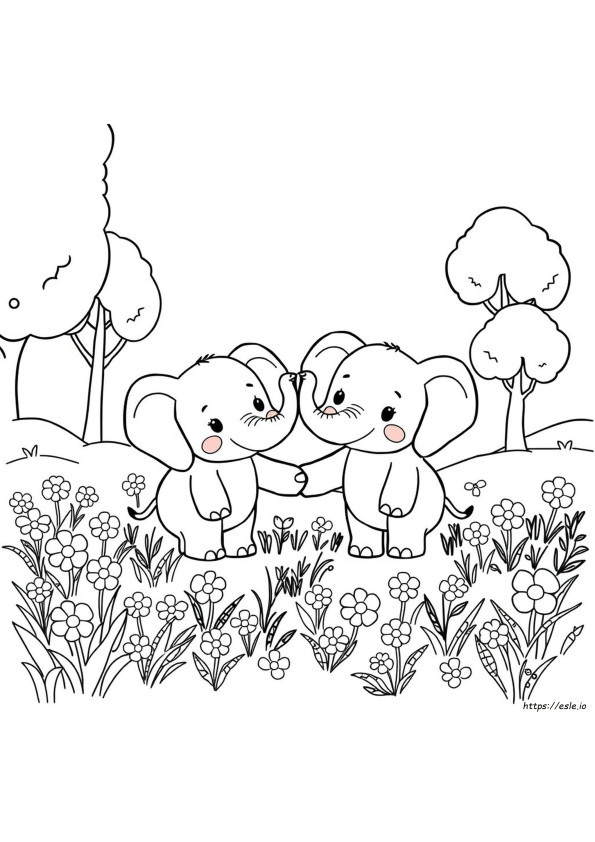 Elefant Drăguț Kawaii De Colorat