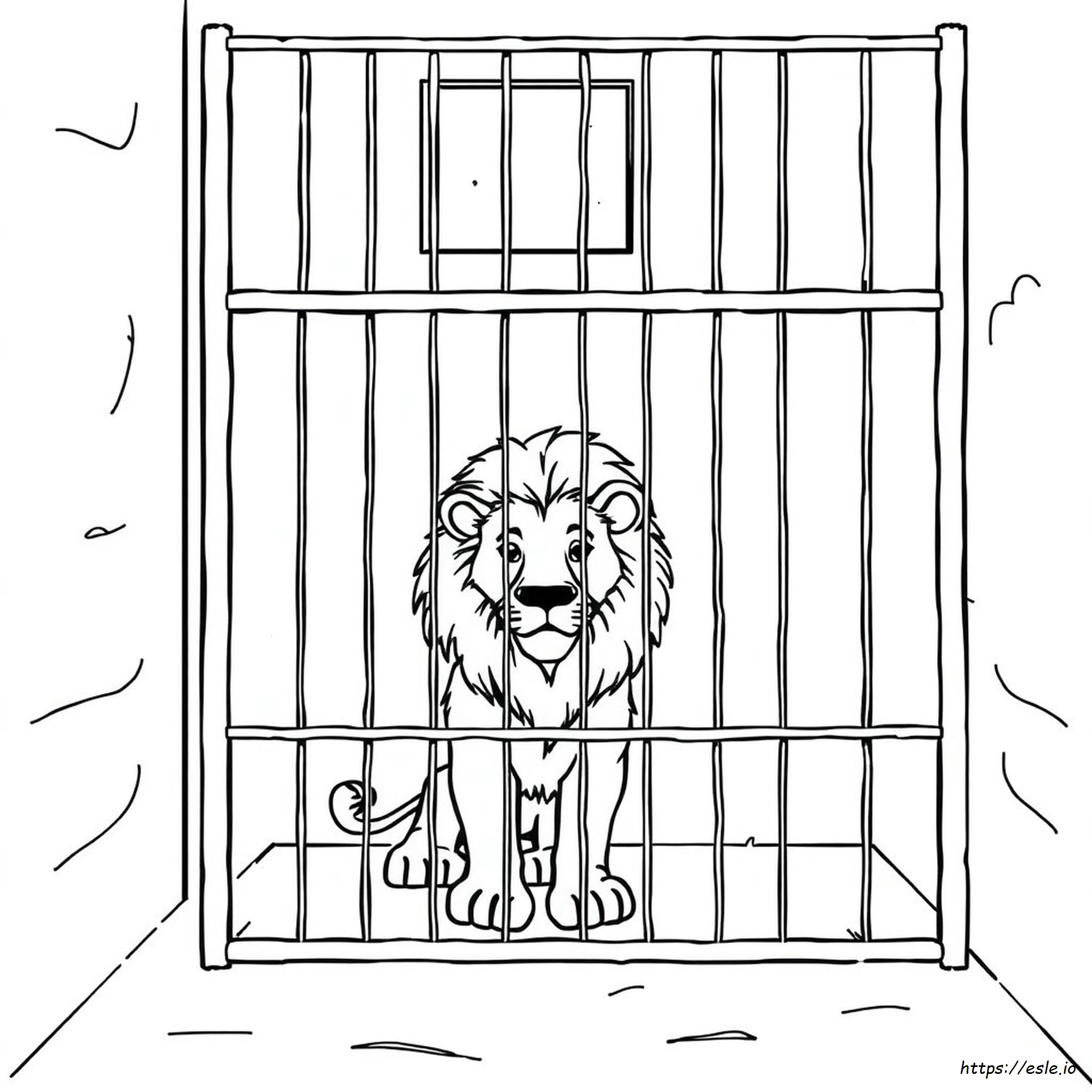 Dibujo De León En Jaula Para Colorear
