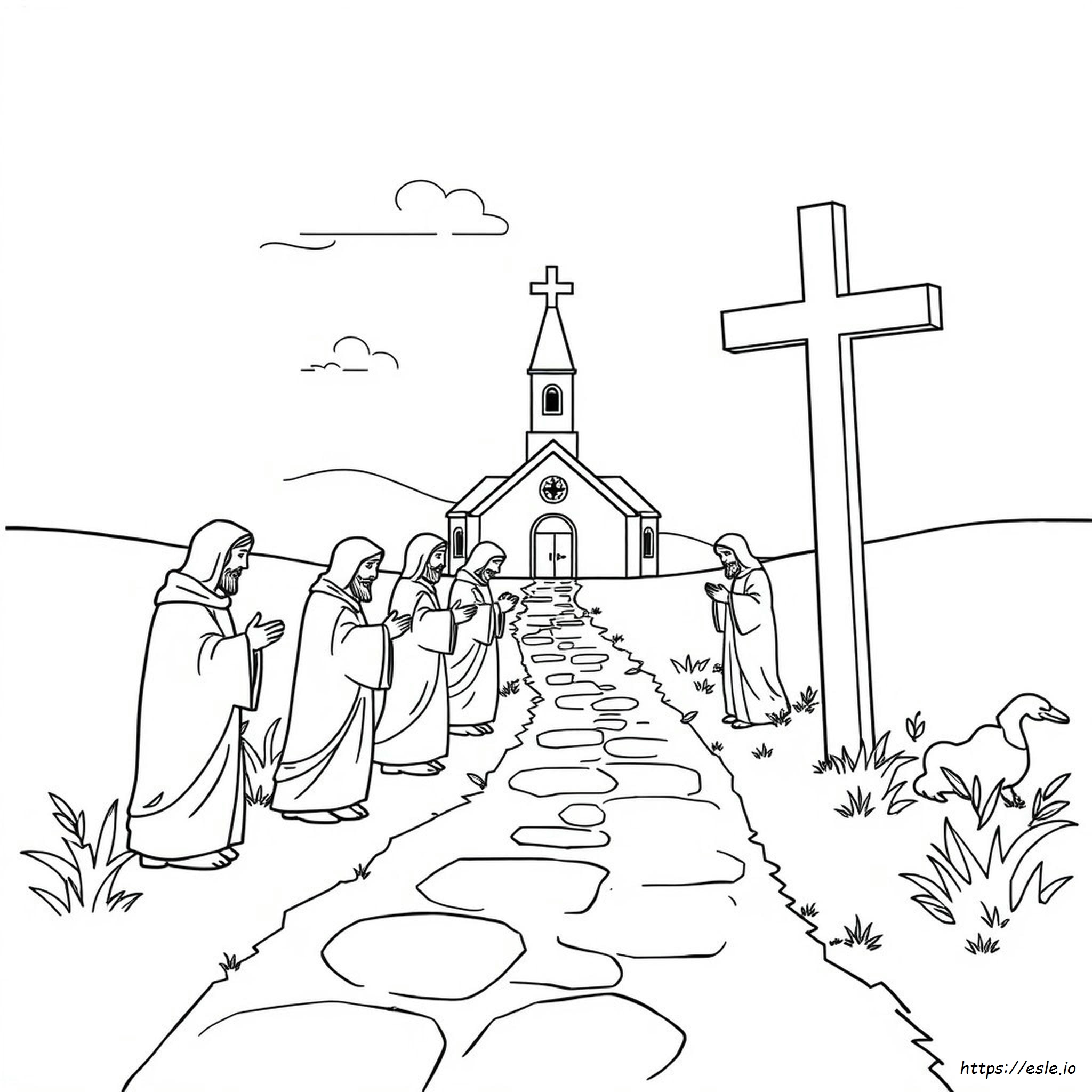 Estaciones Del Vía Crucis Para Colorear - dibujo