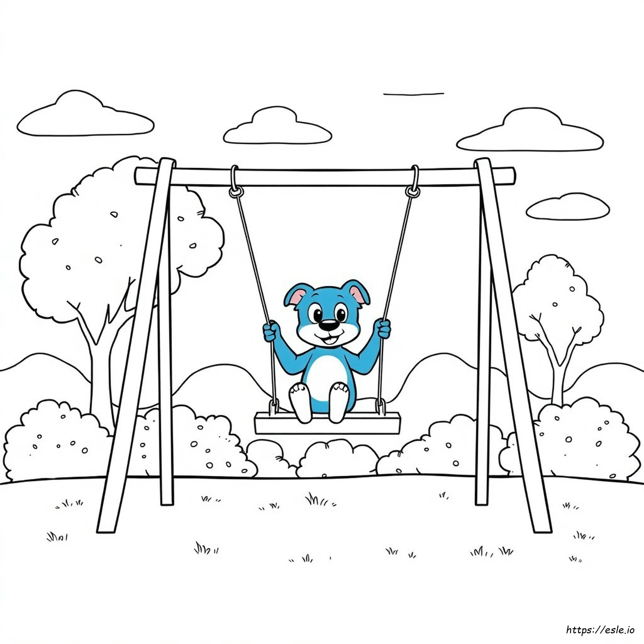 Bluey Berayun Gambar Mewarnai