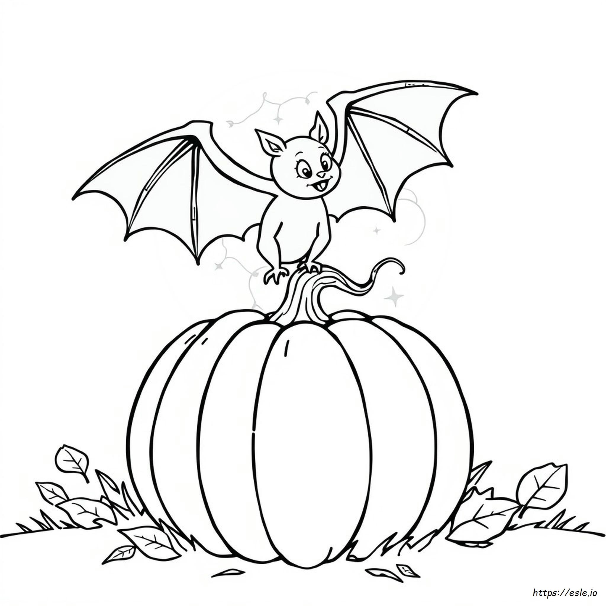 Bat And Pumpkin Coloring Page