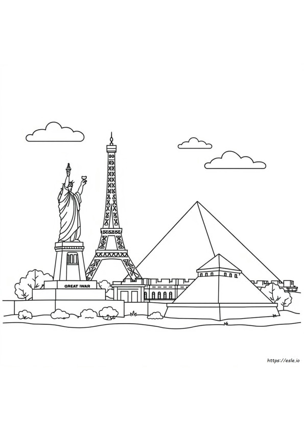 World Landmarks Coloring Pages