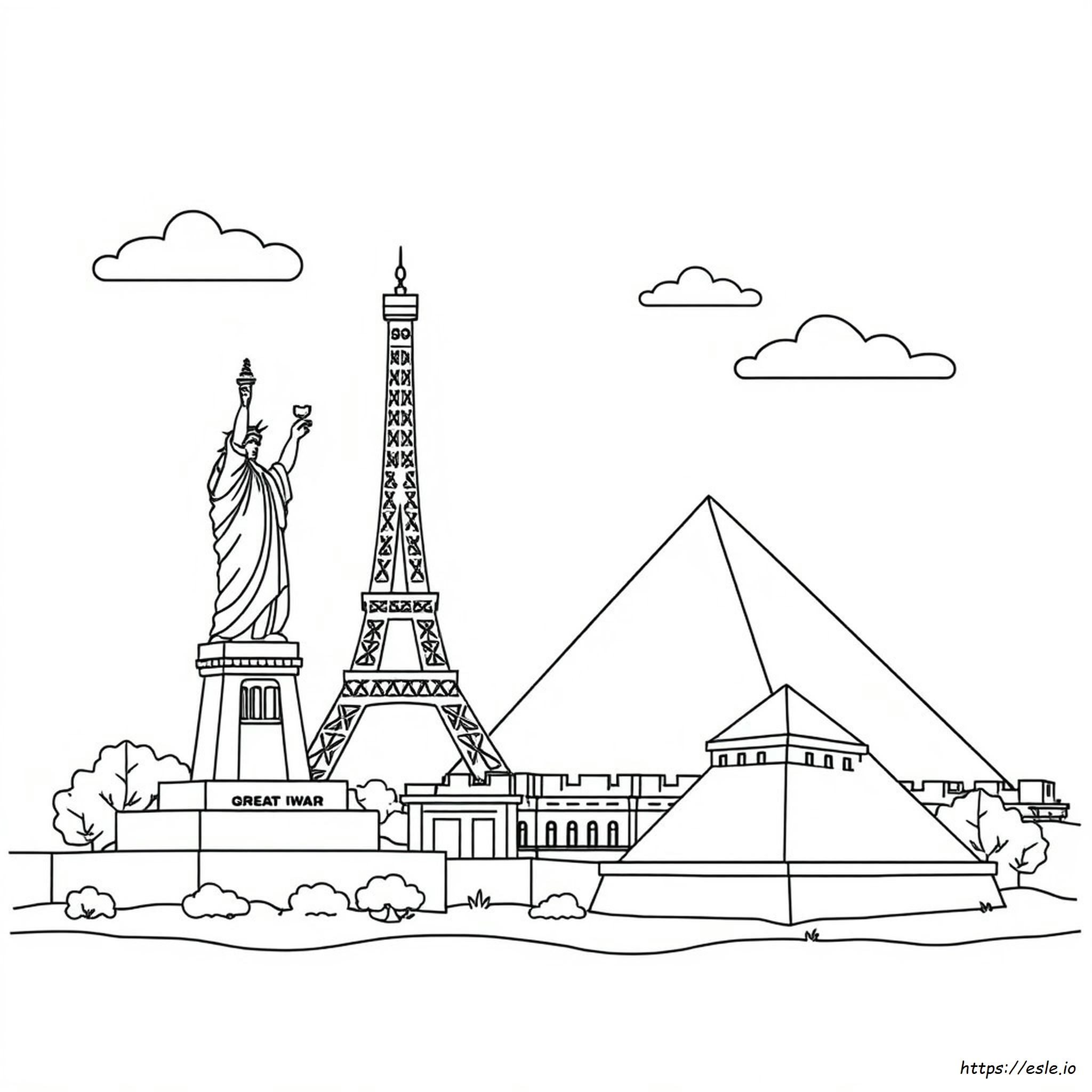 World Landmarks Coloring Pages