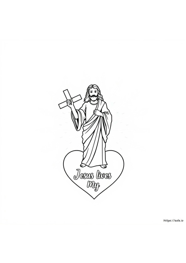 Jesus Lives In My Heart Coloring Page