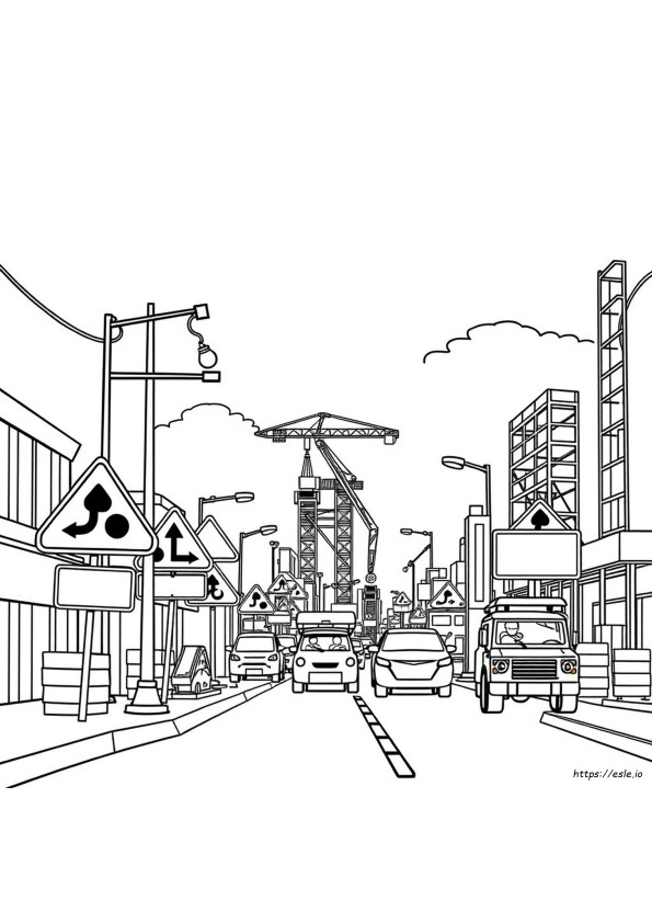 Construction Signs Coloring Pages