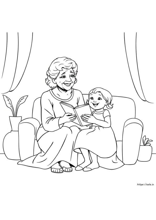 Grandmother And Granddaughter Coloring Page
