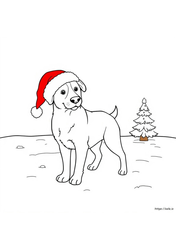 Dog Wearing Santa Hat Coloring Page