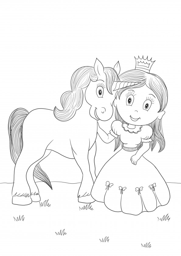 Disney Princess and her friend horse free to print and color image